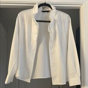 Elegant White Ruffled Blouse